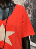 Feinmaschiges T-Shirt "Stern" orange/koralle