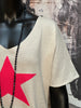 Feinmaschiges T-Shirt "Stern" Hellbeige
