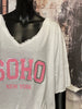 T-shirt tunique + size col V "SOHO New York" blanc