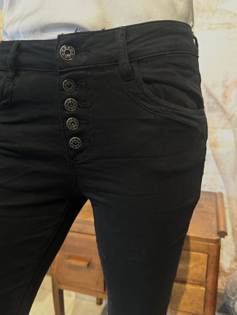 Schwarze Stretch-Jeans mit 5 Knöpfen