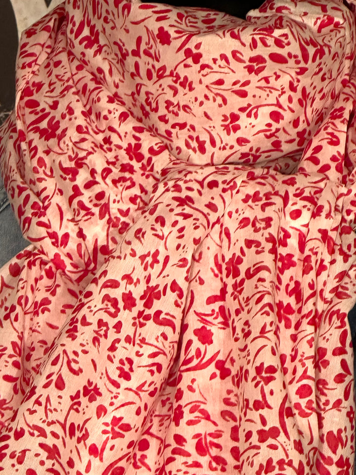 Foulard coloré tons blanc & rouge 100% coton