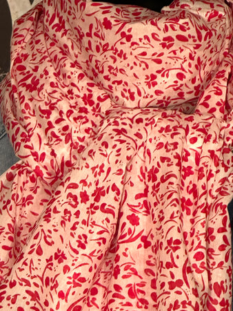 Foulard coloré tons blanc & rouge 100% coton