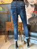 Dunkle Stretch-Jeans mit elastischem Bund