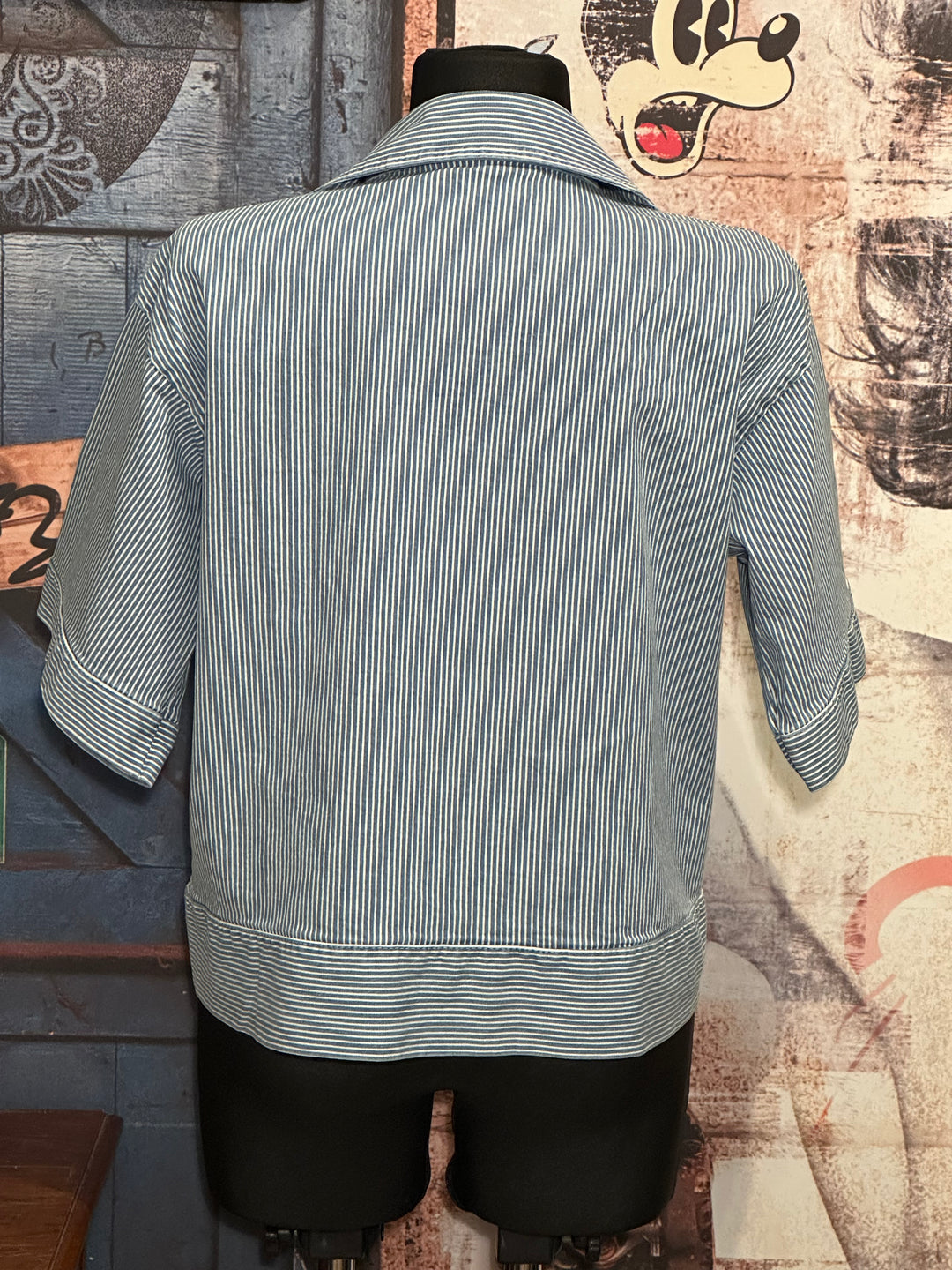Jacke liniert Kurzarm light blue & weiß