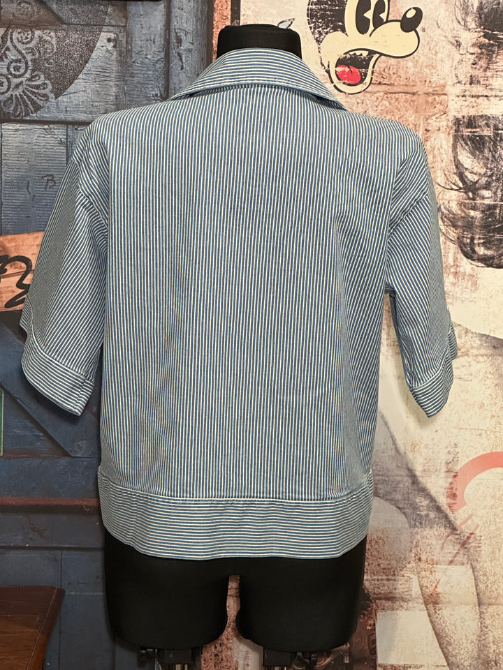 Jacke liniert Kurzarm light blue & weiß