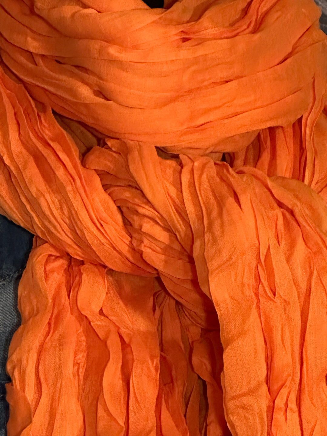Foulard froissé uni  100% coton abricot