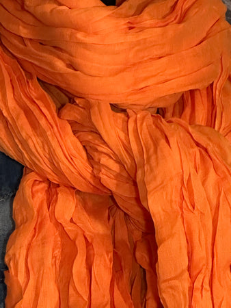 Foulard froissé uni  100% coton abricot
