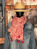 Foulard coloré tons blanc & rouge 100% coton