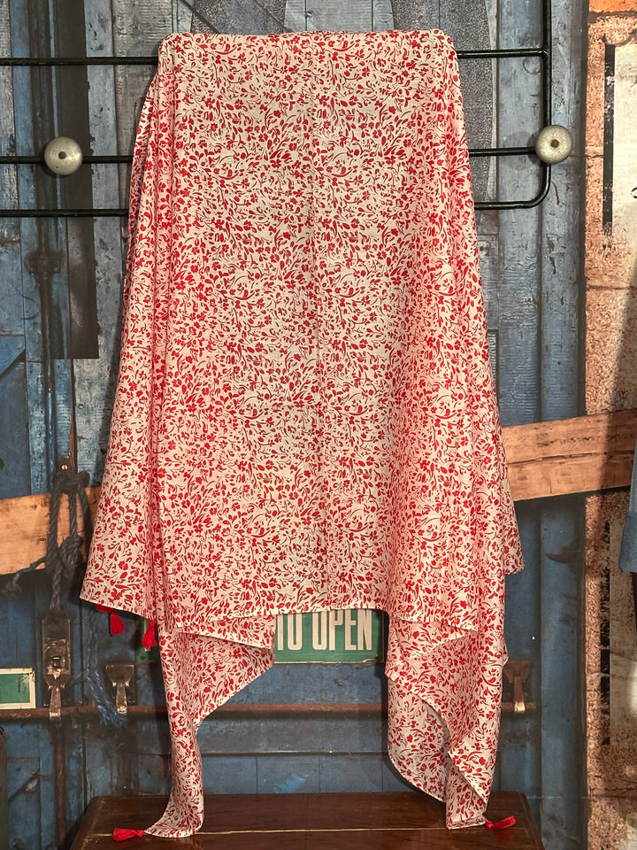 Foulard coloré tons blanc & rouge 100% coton