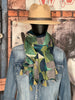 Foulard coloré tons bleu pétrole, vert & turquoise 100% coton