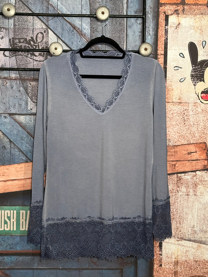 Unterziehpullover Spitze 36/42 jeansblau