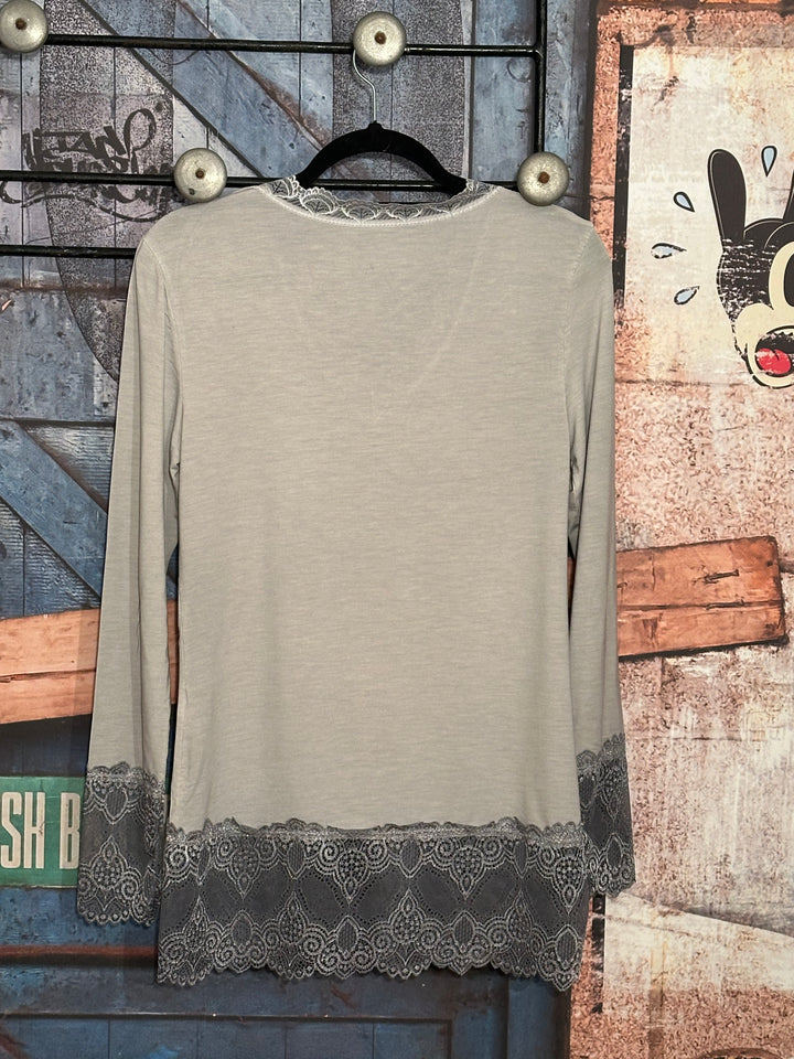 Spitzen-Unterziehpullover 36/42 perlgrau