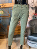 Hellkhaki Stretch-Jeans mit elastischer Taille